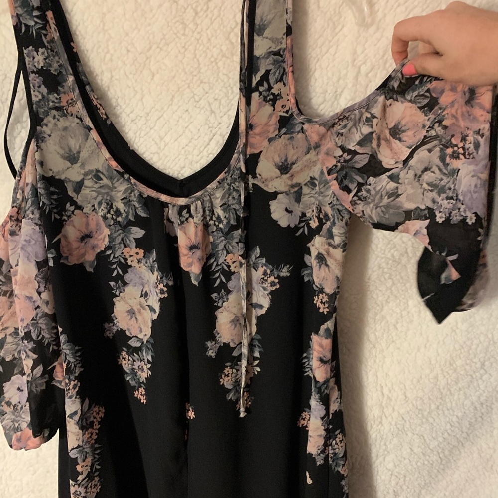 floral dress with shoulder cutouts